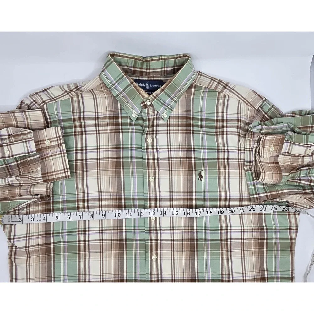 VINTAGE Polo Ralph Lauren Shirt Button Down Men XL Plaid Long Sleeve Classic Fit